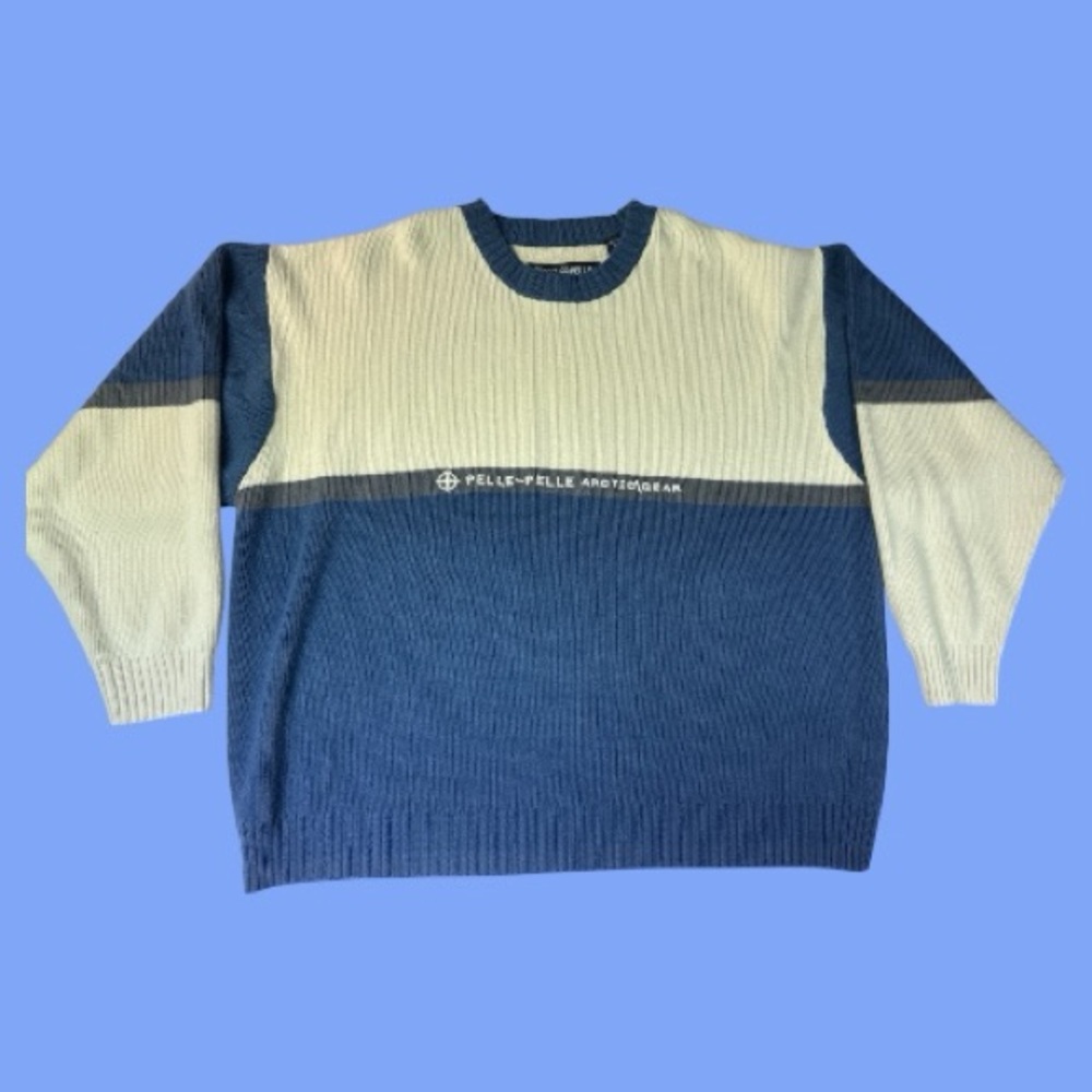 Pelle Pelle Blue and Cream Men's Sweater 3X